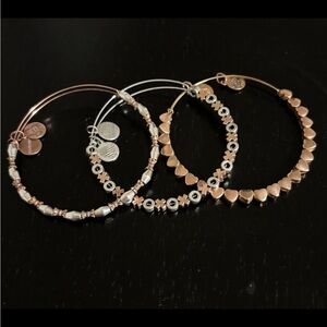 Alex and Ani Bracelets Lot of 3, XO, Heart & Juniper beaded bangles